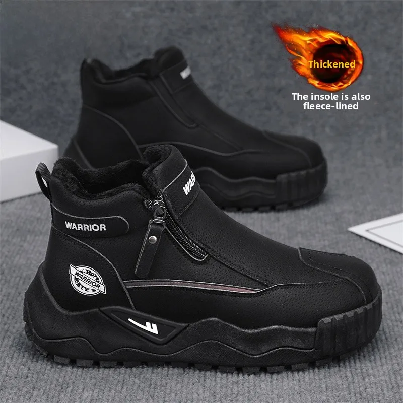 

Теплые мужские ботинки на флисовой подкладке, высокие, повседневные, спортивные, рабочие, хлопковые, зимние, теплые, удобные, дышащие