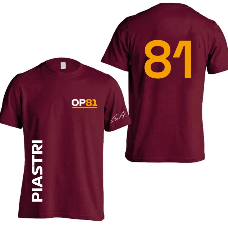 أوسكار بيستري 81 سائق شعار فريق السباق الرجال تي شيرت الصيف قصيرة الأكمام النساء تي شيرت 100% القطن موضة زوجين الملابس