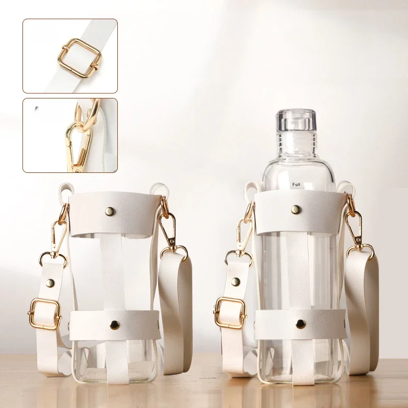Scald Proof Coffee Water Bottle Holder Bag Cup Strap Thermos Cup Sleeve PU Leather Sleeve Carrier Cover Drink Carrier