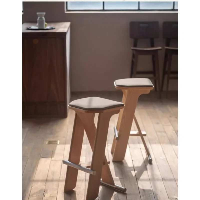 

Parallel bar bar stool, solid wood high stool bar stool simple modern medieval original design
