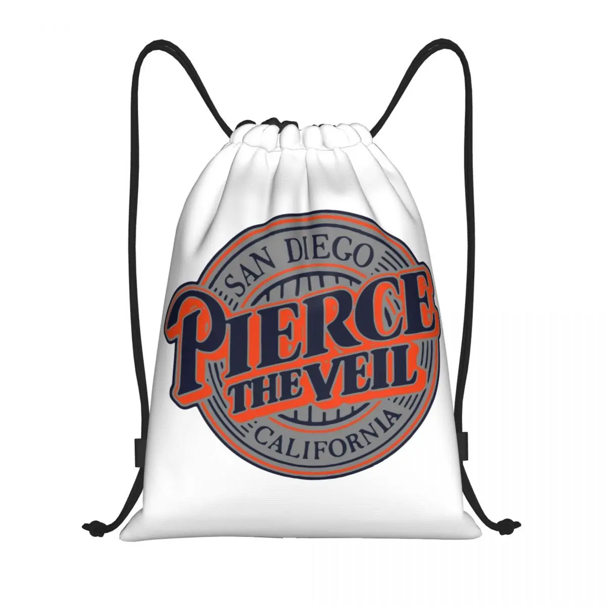 Music Rock Band Pierce Veil Logo Drawstring Backpack Sports Gym Bag for Men Women Shopping Sackpack