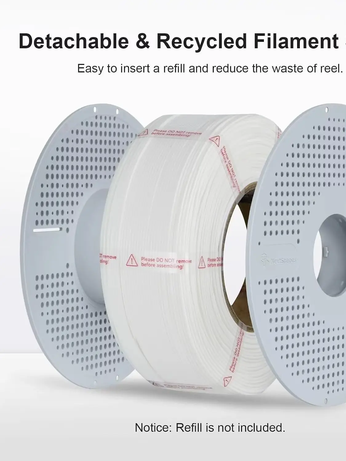 Wiederverwendbare Spule für 1KG Nachfüllfilament, abnehmbare, hochfeste, hitzebeständige ABS-Leerspule für Bambu Lab 3D-Drucker