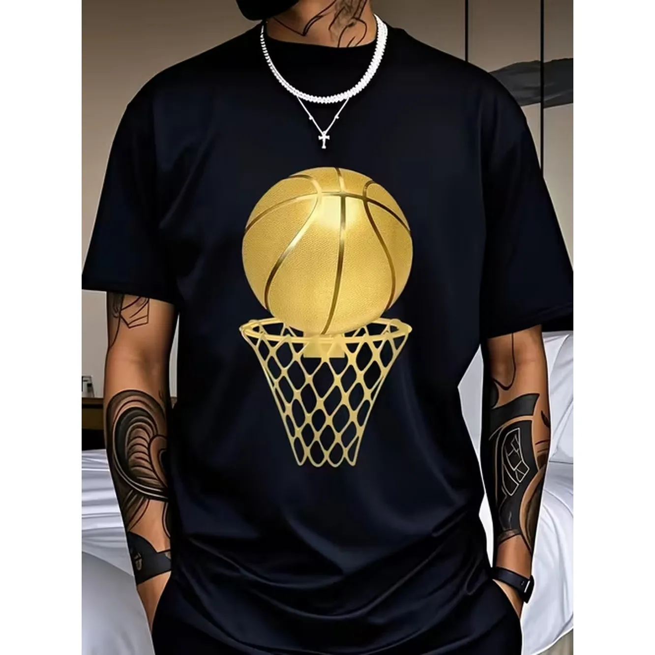 Mens Fashion Printed T Shirt Summer Crew Neck Short Sleeve T Shirt Polyester Comfortable And Breathable Fashion Letter Trendy Versatile Mens Clothing Holiday Surprise Gift