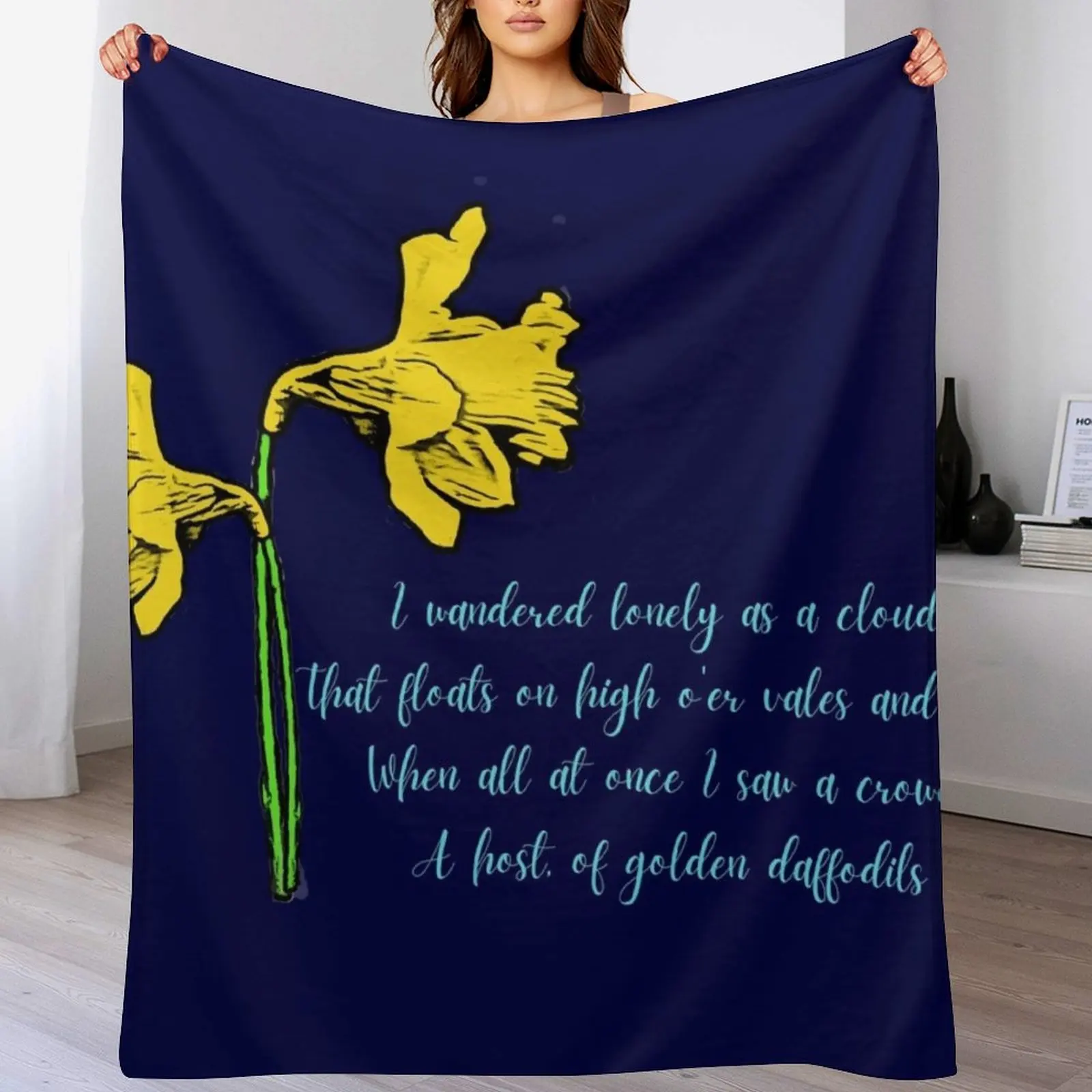 

William Wordsworth Daffodils Stylized Throw Blanket Soft Retros heavy to sleep Decorative Sofa Blankets