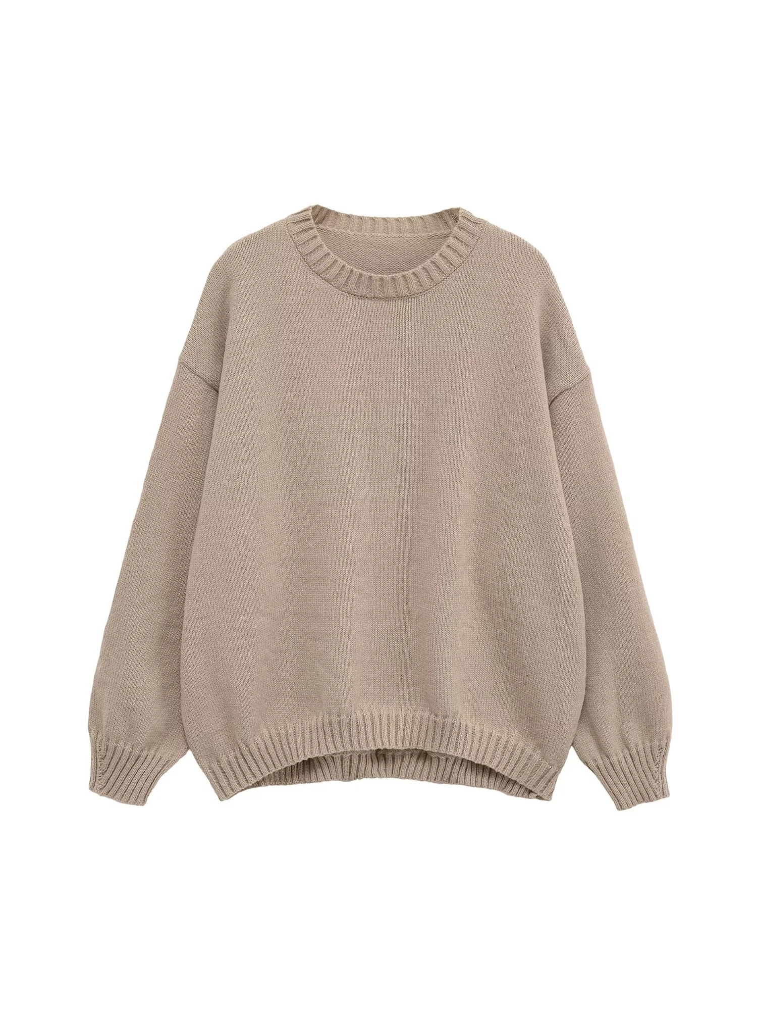 

Women Khaki Pullover Sweater Vintage Y2k Japanese Jumper Knitwear Long Sleeves O-Neck Oversize Sweater Autumn 2000s Clothes 2025