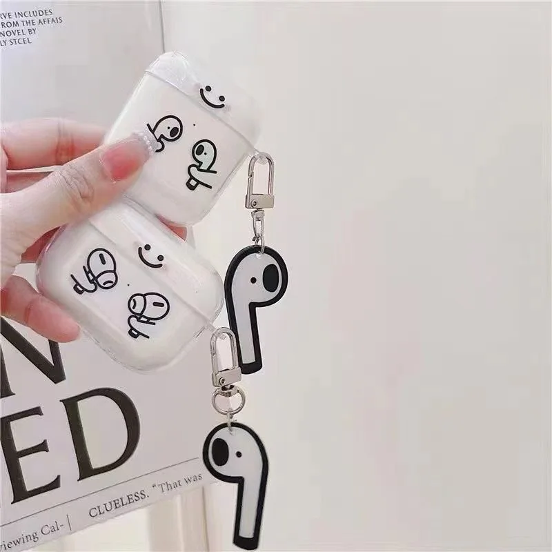 INS Funny Earphone Pattern Small Waist Cover For Apple Airpods 1 2 3 Soft Earphone Fundas for Airpods Pro Air Pods 2 Cases Hook