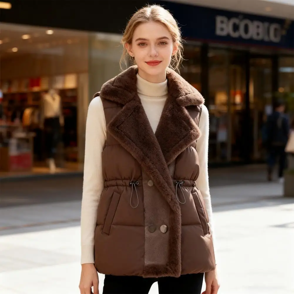 

Women Polyester Vest Women Vest Women’s Puffer Vest with Fleece Lining Quilted Jacket for Winter Thickened Outerwear