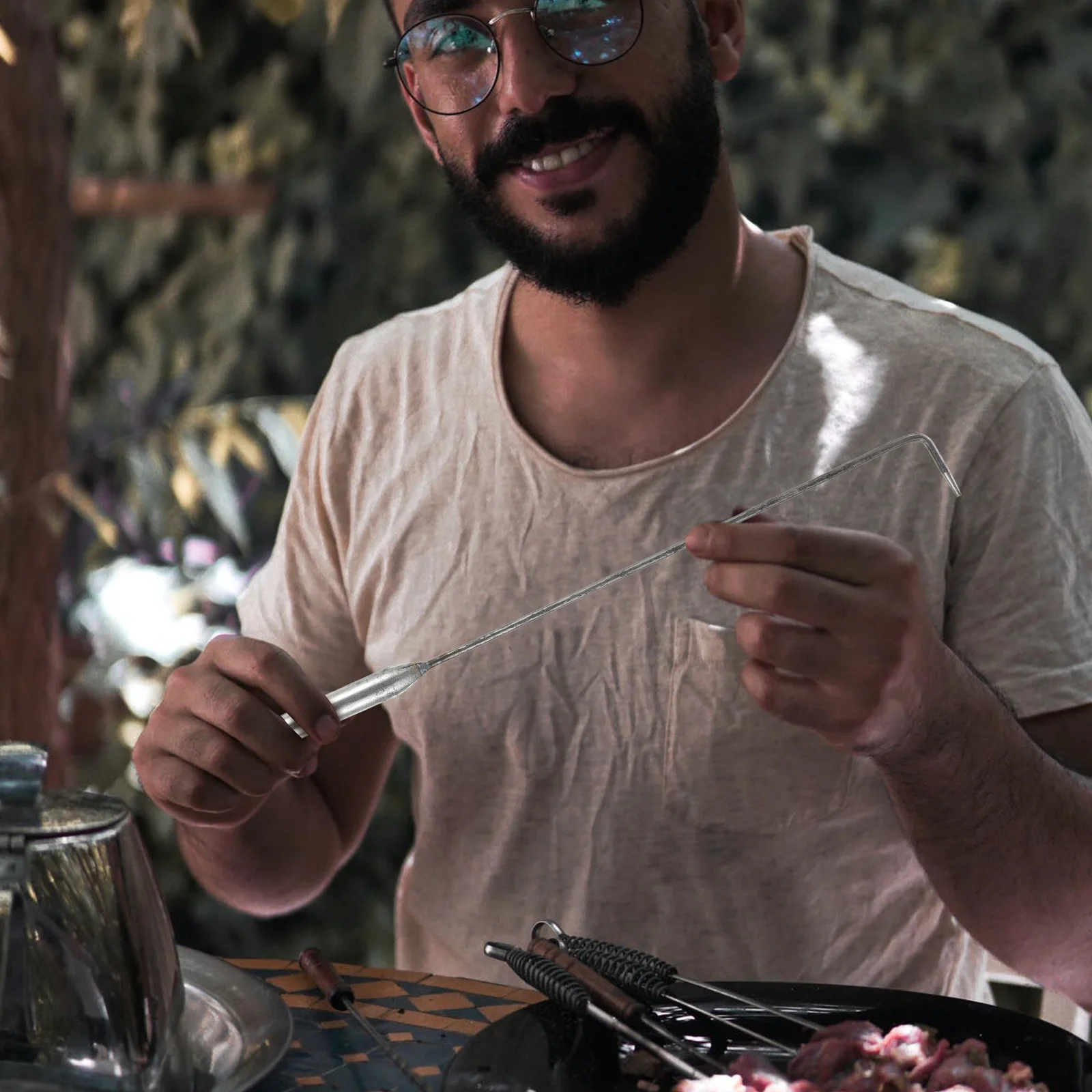 4 個のステンレス鋼暖炉ポーカーバーベキュー灰除去用ロングハンドル快適なグリップ多機能ツール