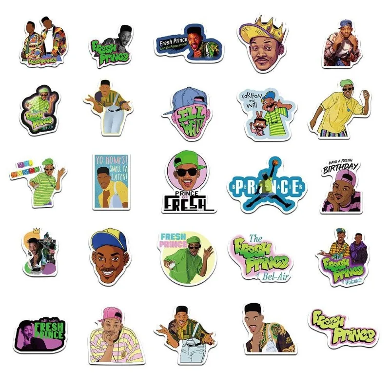 50pcs The Fresh Prince of Bel-Air Movie Sticker Luggage Water Cup Stationery Mobile Phone Scooter Laptop Refrigerator Decoration