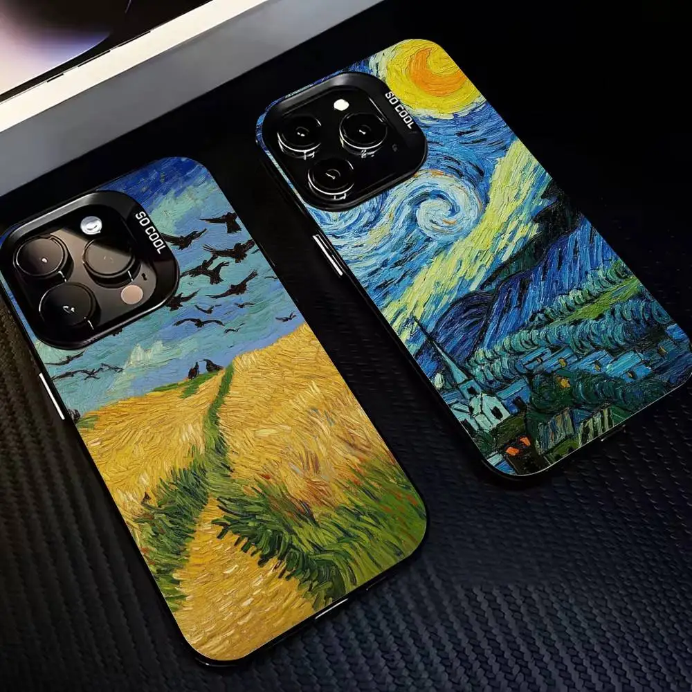 

Classic V-Van G-Gogh-VG oil painting Phone Case For iPhone 17,16,15,14,13,12,11 Plus,Pro Max,Colored Silver Plated Inside Cover