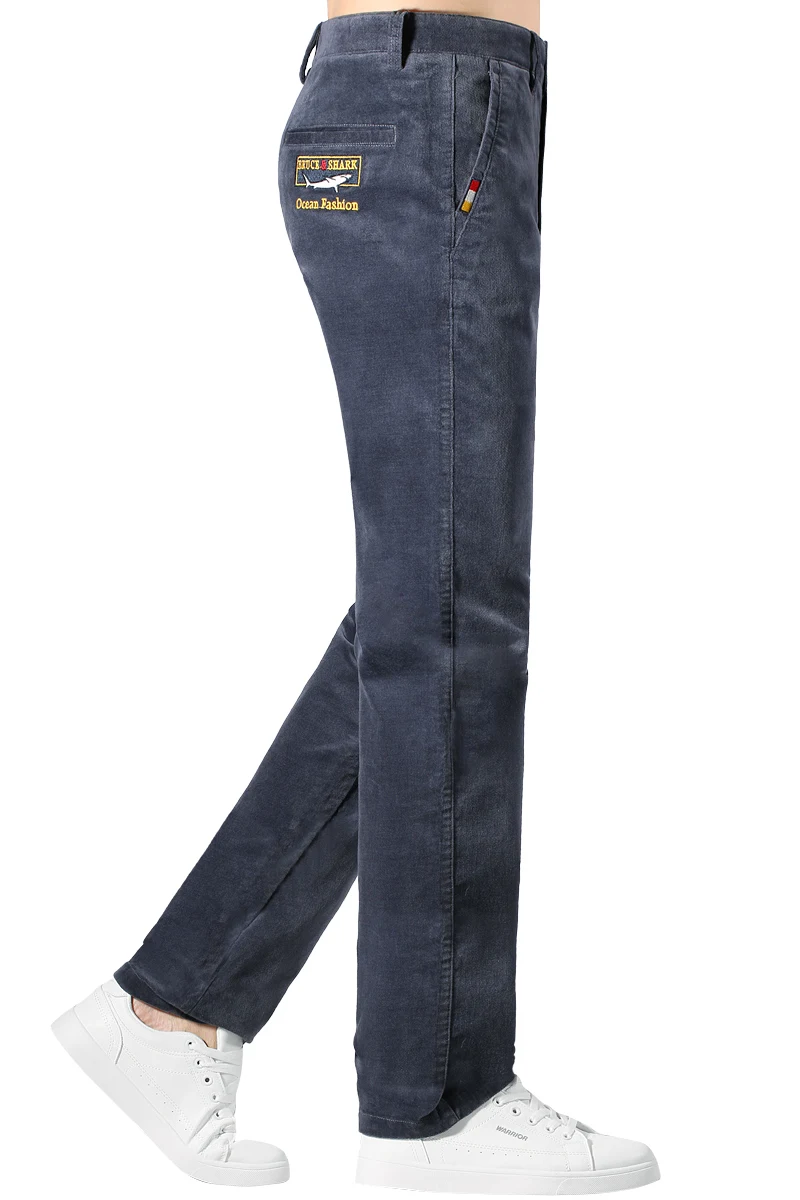 2024 Autumn Winter Corduroy Pants for Men Casual Cotton Loose Flat velvet Mens Trousers Mid Waist Korean Style Free Delivery