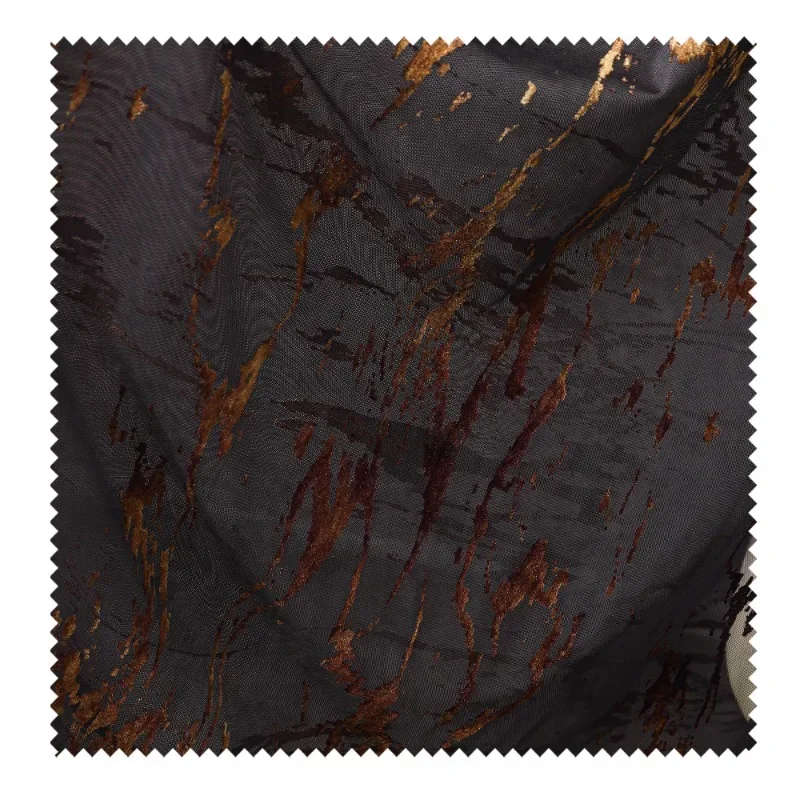 สีน้ําตาลเข้มสายฟ้า Flocking ตาข่ายไล่โทนสีลูกไม้ดอกไม้สีเข้มกระโปรงสามมิติเสื้อผ้าออกแบบผ้า