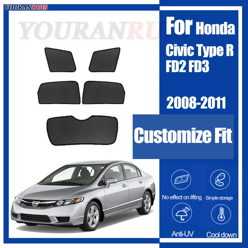 

Для Honda Civic Type R FD2 FD3 2008-2011 Магнитные индивидуальные автомобильные окна Солнцезащитный козырек УФ-защита Детская автомобильная сетка для штор