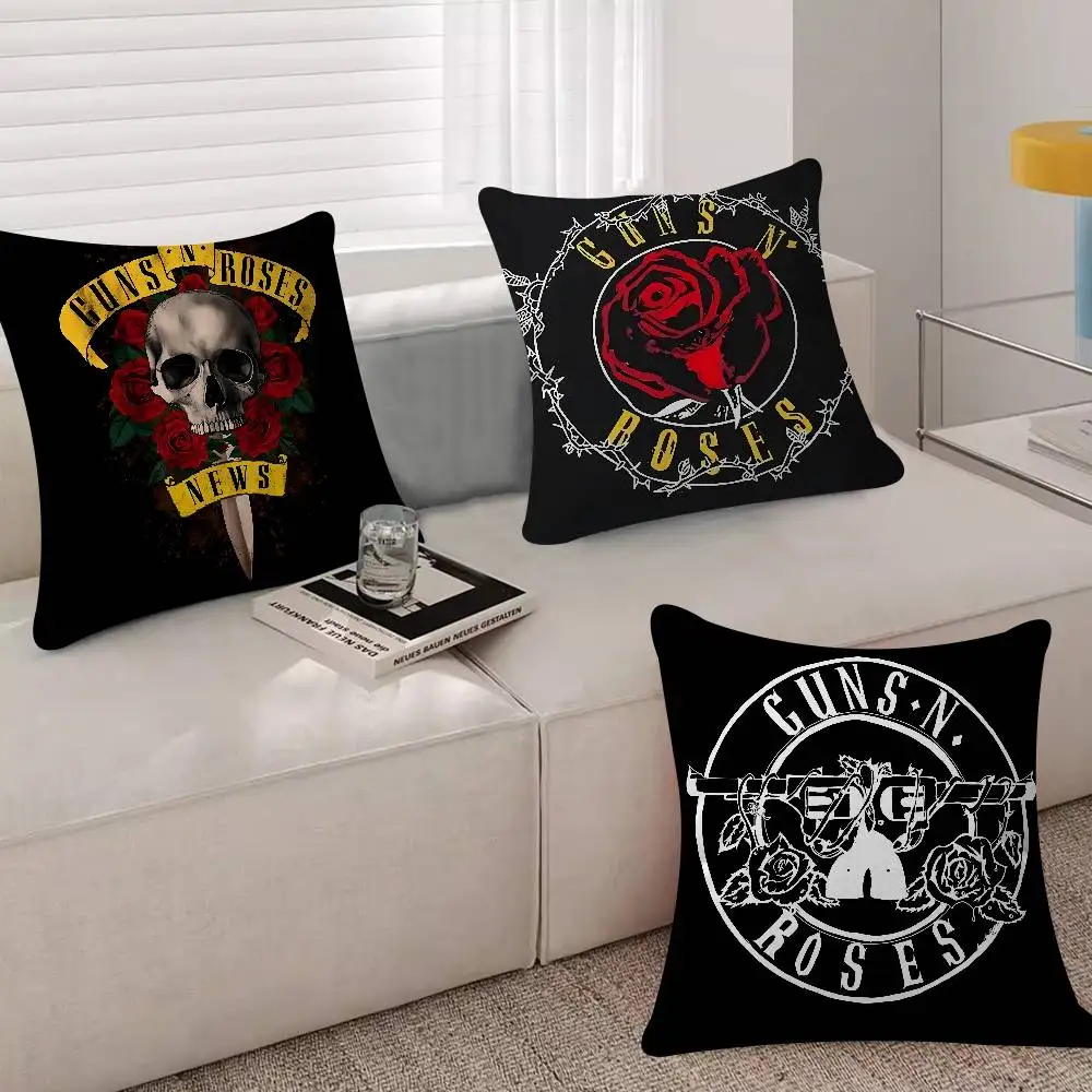 G-Guns N Rock Band R-Roses 45*45cm Cushion Cover Cushion Covers Natural Linen Breathable Sofa Bedroom Decor Pillowcase