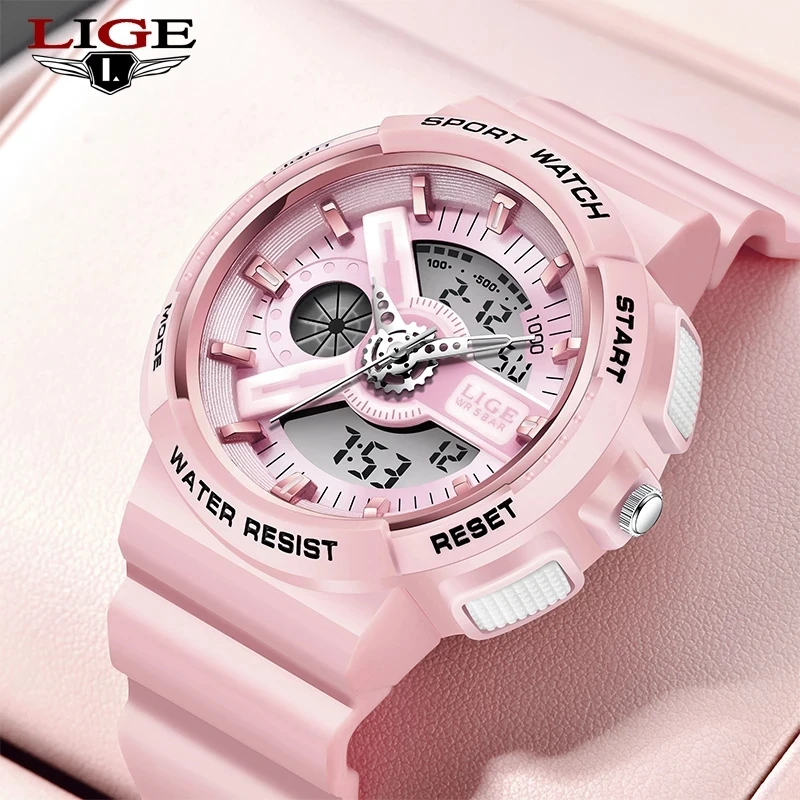 LIGE – montre-bracelet de Sport militaire pour enfants, étanche 50M, électronique, chronomètre numérique, pour garçons et filles, boîte