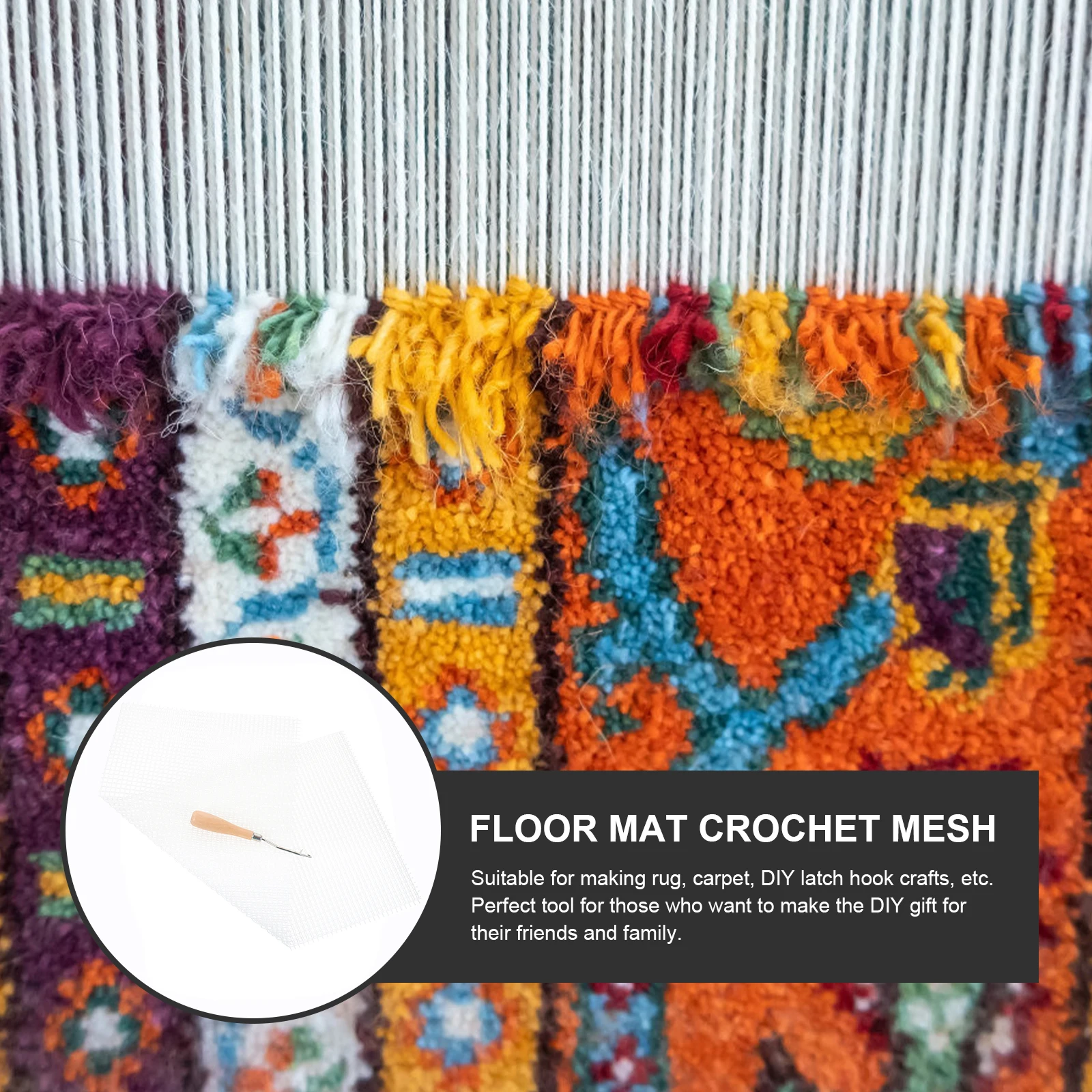 

2 Sets Carpet Material Bag Latch Hook Rugs Kit Blank Kits Stainless Steel Hooking Baby Blank Rug Hooking Crochet Hook Floor Mat
