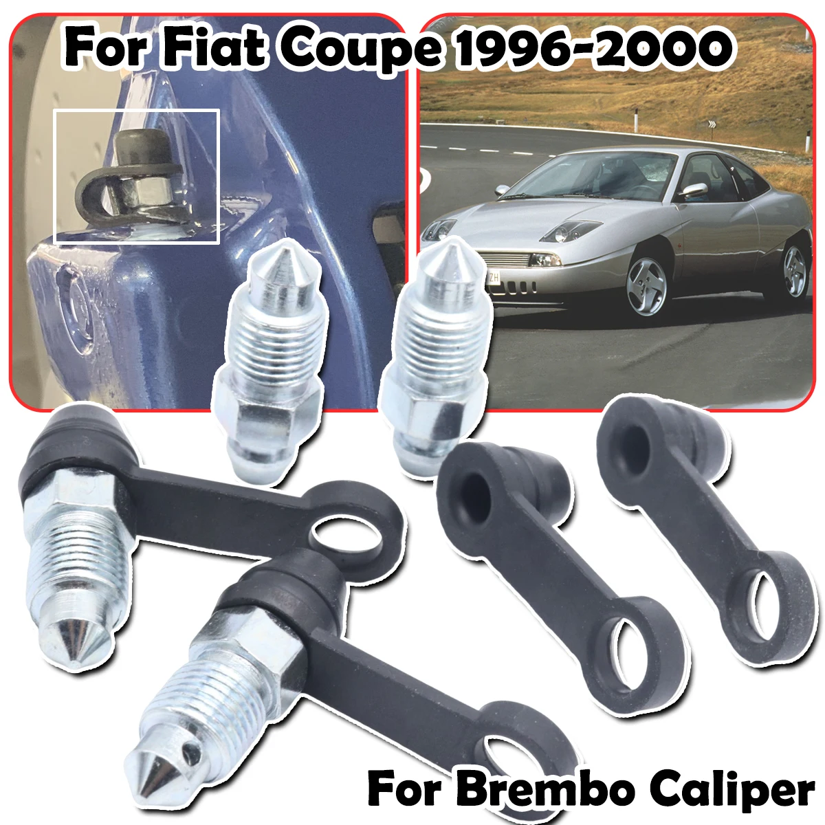 

Front Bleeder Valves and Rubber Dust Cap Left Right Caliper Bleed Nipple Screw Repair Kit For Fiat Coupe 1996 1997 1998 - 2000