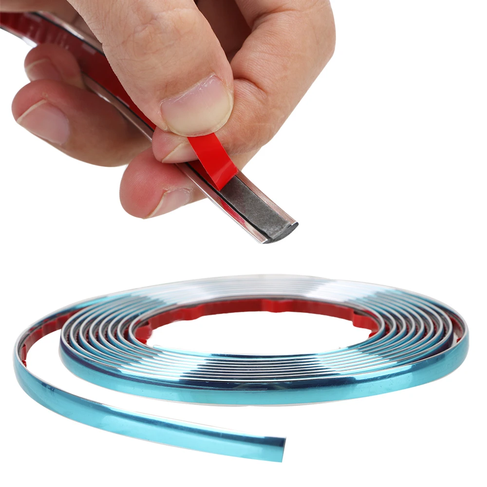 Self Adhesive Car-styling Styling Mouldings Silver Side Door Chrome Strip Car Rearview Mirror Bumper Protector Tape