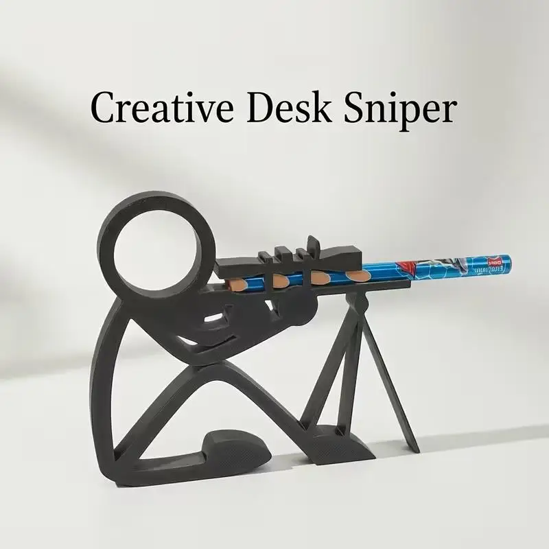 4x 3D Stick Figure Pencil Holders – Pen Stand, Container & Desktop Ornament, Gift for Students, Xmas NY (110 chars)