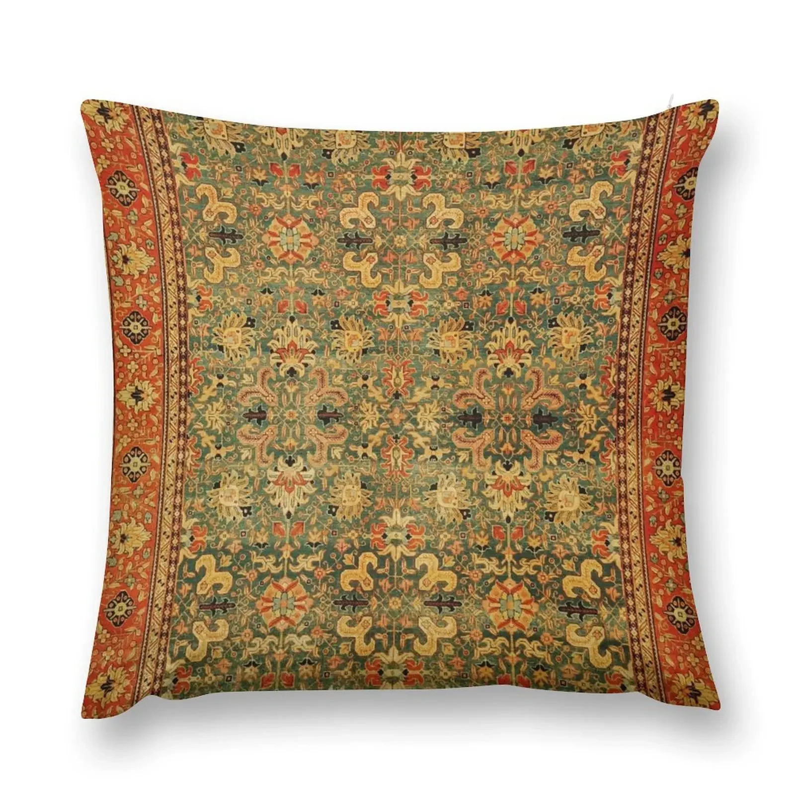 Tabriz Green Orange Rug Print Throw Pillow christmas supplies Luxury Pillow Cover pillow