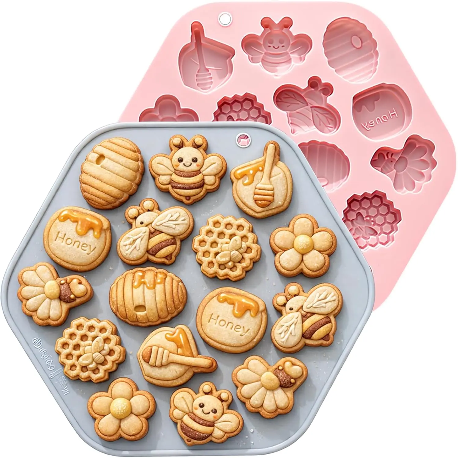 

Силиконовые формы с 16 отверстиями в виде пчелы, форма для помадки и конфет, шоколада, сотовые формы для выпечки с цветами медного улья для декора торта