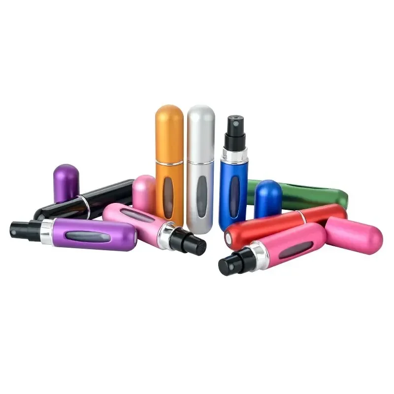 Spray de imprensa portátil de alta qualidade com enchimento inferior, garrafa pequena vazia, dispositivo de subembalagem de amostra, sub-garrafas de perfume 5ml