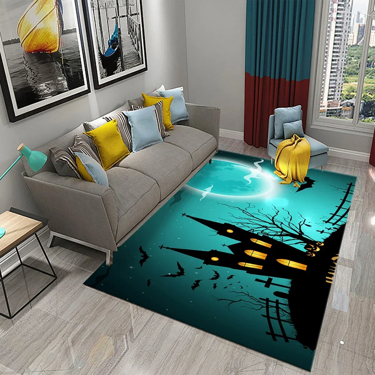 

VIKAMA Halloween-Themed Carpet, Pumpkin Horror Spider Carpet, Skin-Friendly Decorative Carpet For Living Room And Bedroom
