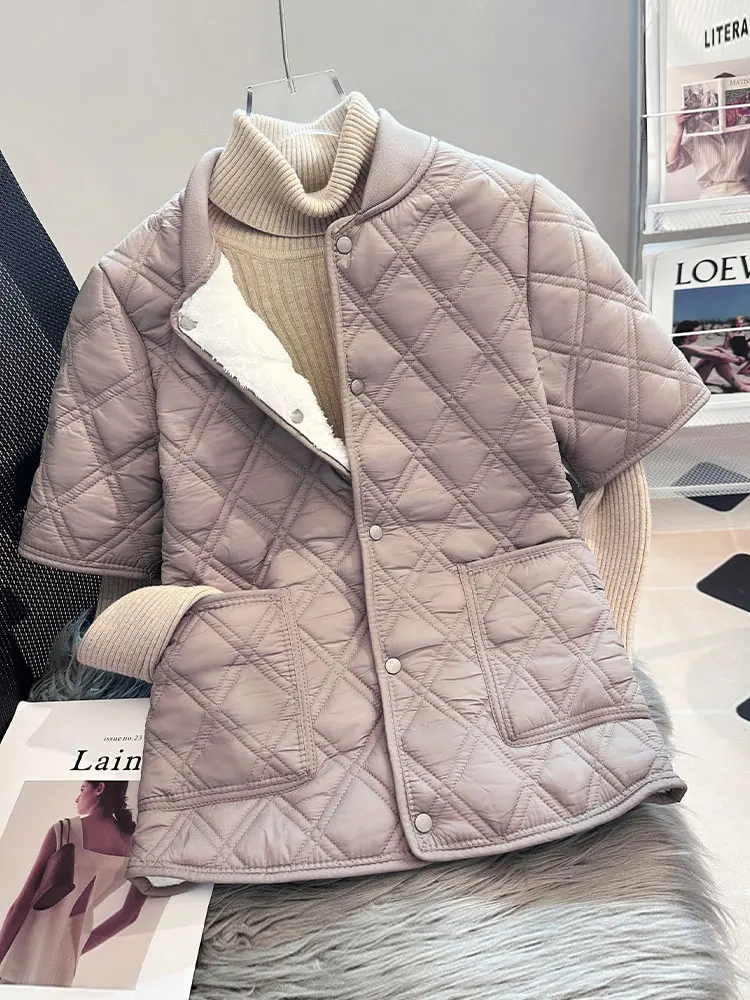 Thiened para baixo colete de algodão feminino oulder proteção calor pequeno casaco de algodão f sve gola outono inverno faion