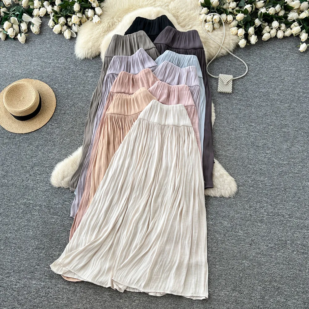 

Skirts Women Mid Length Skirt A Line High Waist Slim Fit Solid Casual Regular Elegant Splice Y2k Streetwear Work 2026 Summer