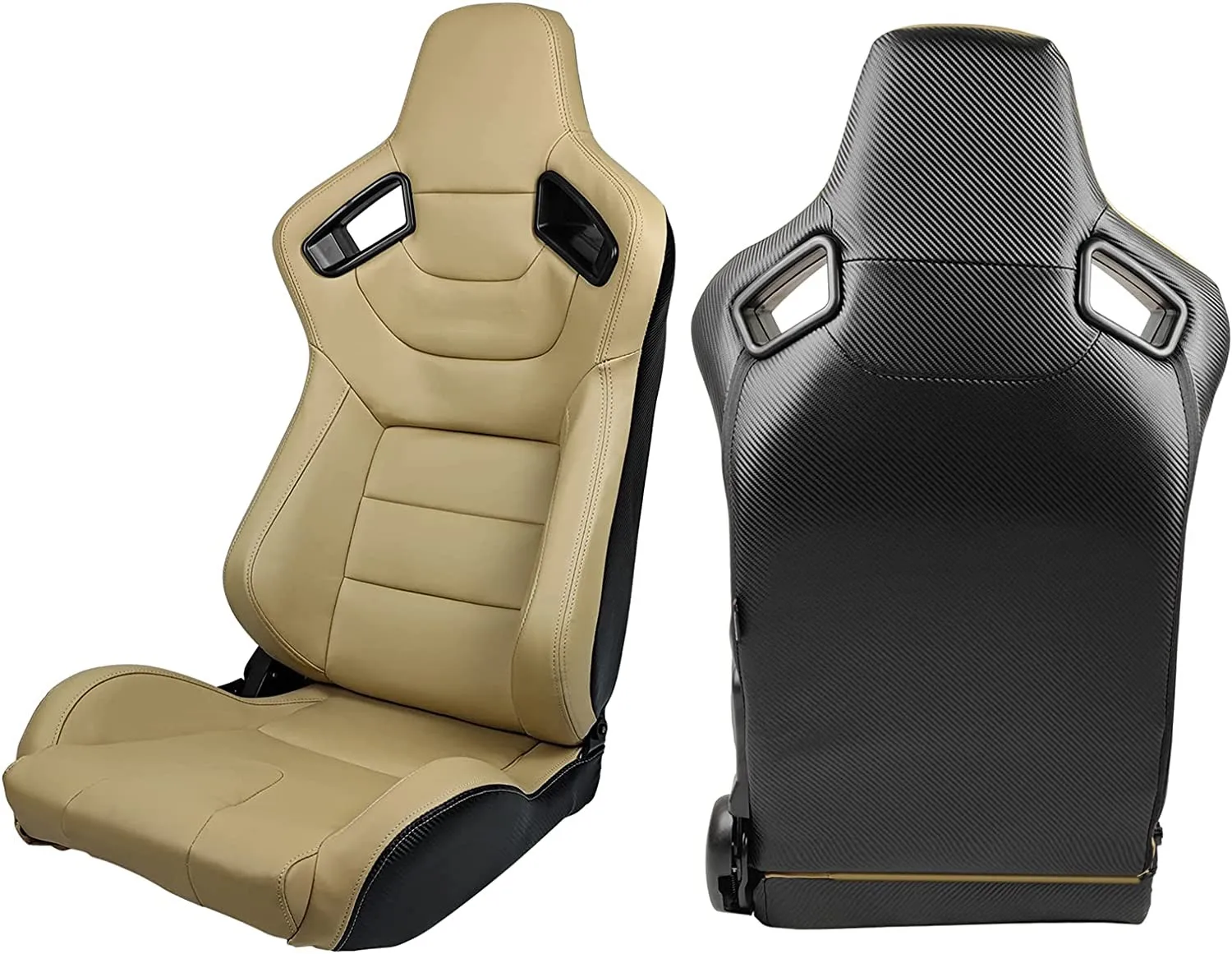 

Hot Selling Universal Reclinable Black PVC Carbon Look Leather Bucket Racing Seats 1053 Series