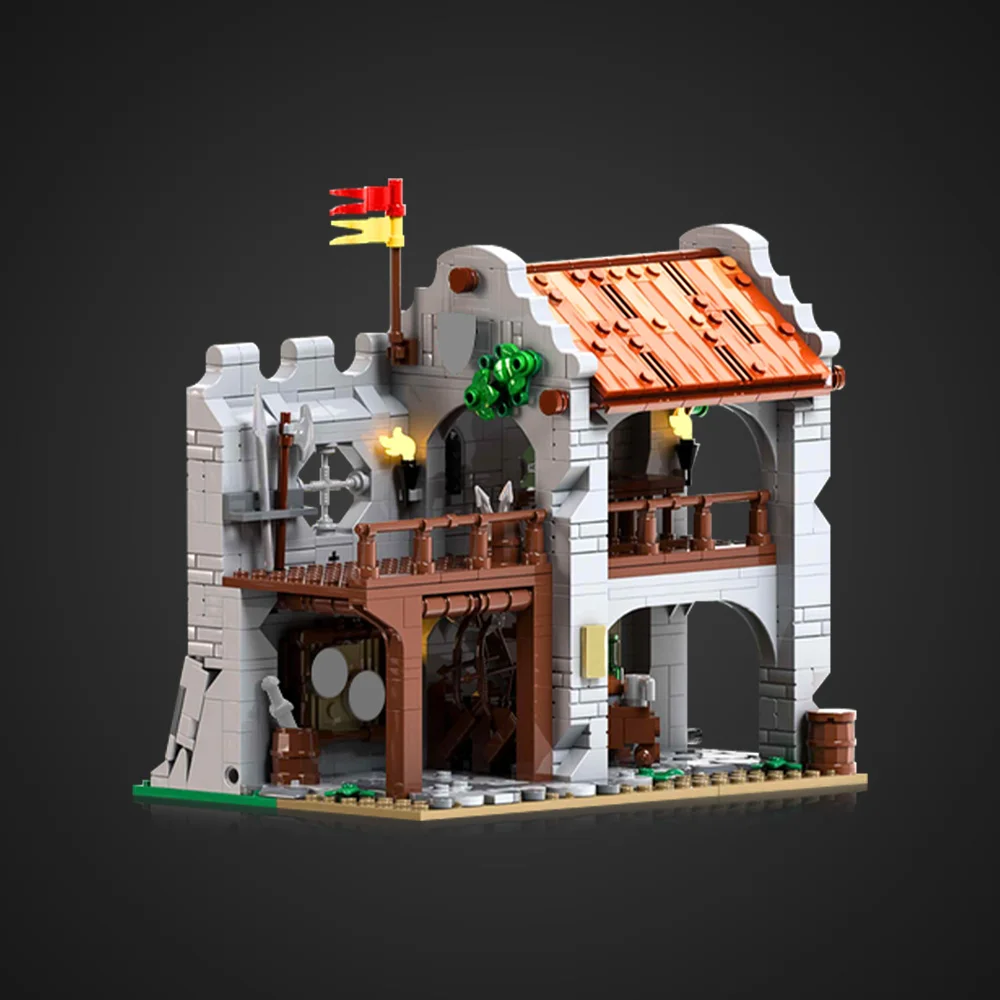 Gobricks MOC قلعة القرون الوسطى الرماة بقية اللبنات نموذج خمر الهندسة المعمارية سلسلة الطوب تجميعها لعبة الأطفال هدية #3