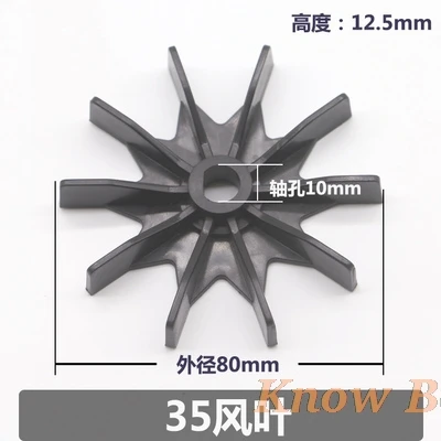 1 Stück Kunststoff-Mikromotor-Wärmeableitungs-Lüfterflügel, Außendurchmesser: 80 mm, D-Achsenloch: 10 mm, rundes Achsloch: 8 mm
