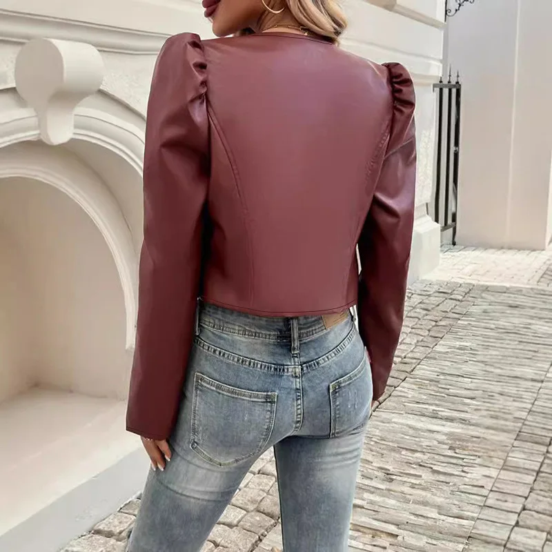 Modische Damenjacke, entspannt, lässig, Alltag, Herbst, kultivieren Sie sich, Wintermantel, langärmelig, kurze Strickjacke mit Rundhalsausschnitt