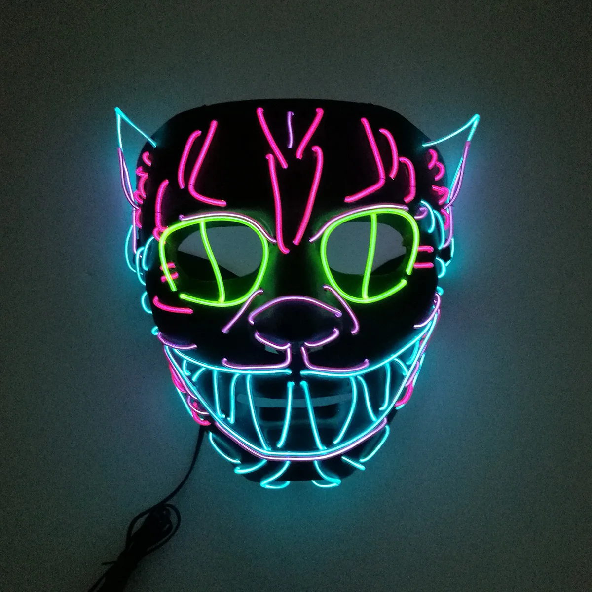 High Quality Cat King Full Face  Headgear Mask Nightclub Disco Decorative Light Mask Halloween LED Glowing Mask