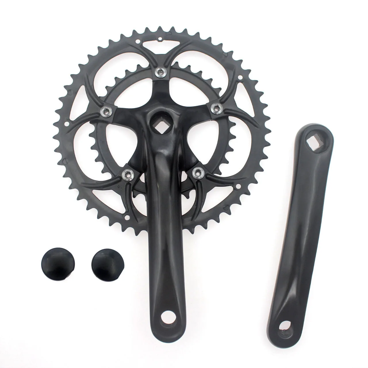 50-34 Teeth 8 Speed 9 Speed BCD110mm Silver Black Square Hole Racing Crankset Road Bicycle Aluminum Alloy 170mm Crank Fit BB110m