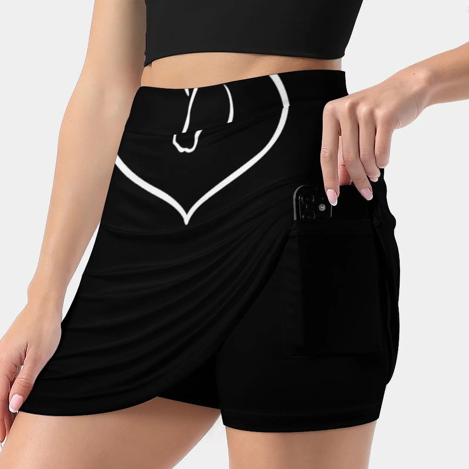 Horse Lover Gift. Horse And Heart. Women's skirt With Hide Pocket Tennis Skirt Golf Skirts Badminton Skirts Running skirts