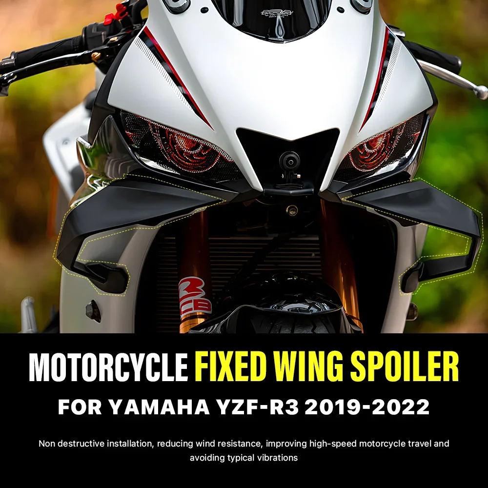 Aerodynamic Spoiler Fixed Wing Side Wing Cover Accessory For Yamaha YZF-R3 2019-2022 High-Quality Motorcycle Accessory