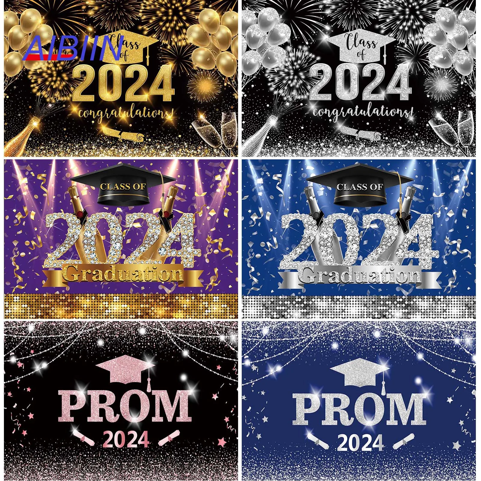 

Congratulation Graduation Photography Background Congrats Grad Class of 2024 Prom Backdrop Party Decoration Graduates Portrait