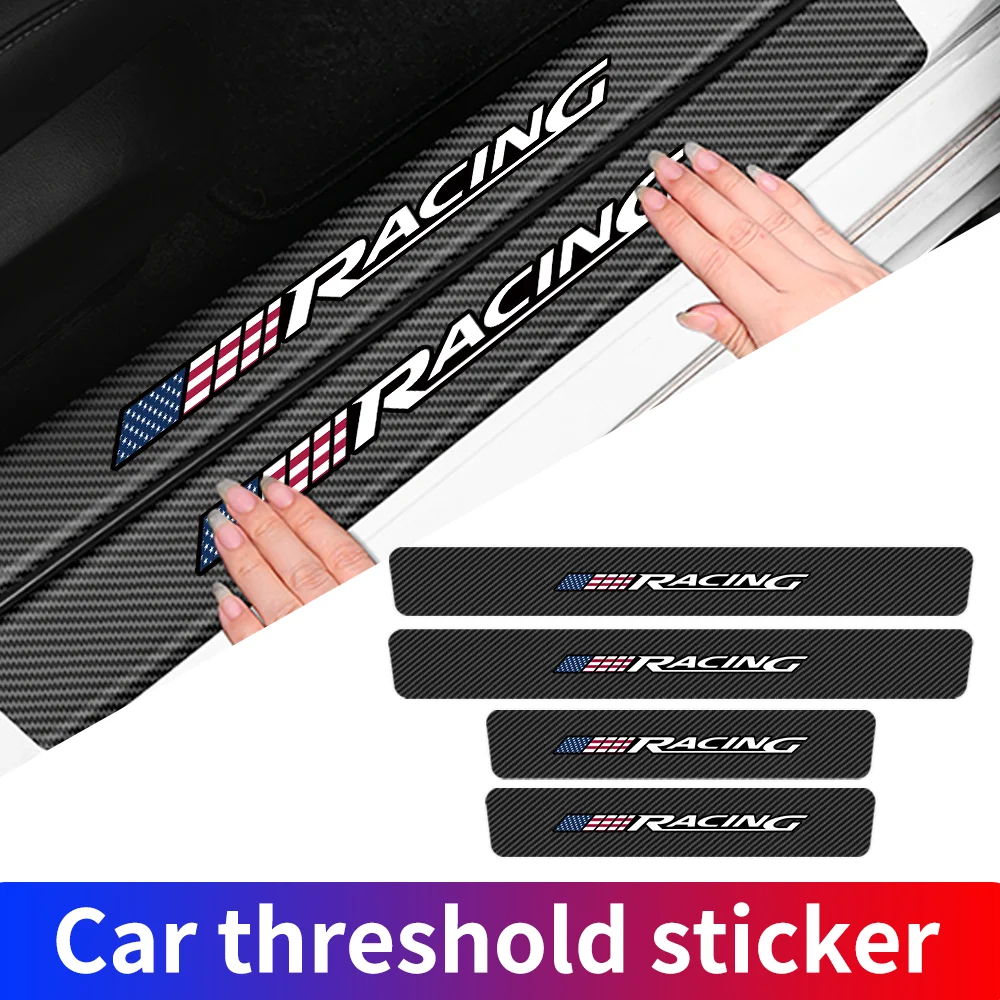 

Racing Carbon Fiber Car Door Threshold Stickers Auto Trunk Bumper Strips For Jeep Grand Cherokee Wrangler JK Gladiator Compass