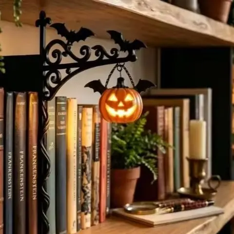 Ghost Bookshelf Lantern，Library Mini Bookshelf Lamp, Little Cute Lantern-Decorative Library Hanging Resin Lighting