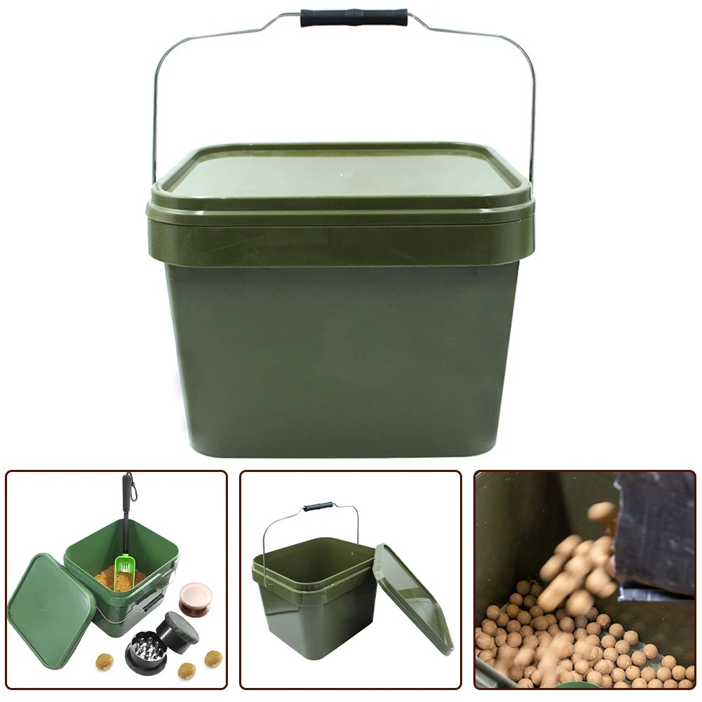 

1pc Fishing Square Bucket 10 Litres Boilie Bucket For Carp Bait Fishing Square Feed Mixing Bucket 29x25x21cm Fishing Accessories