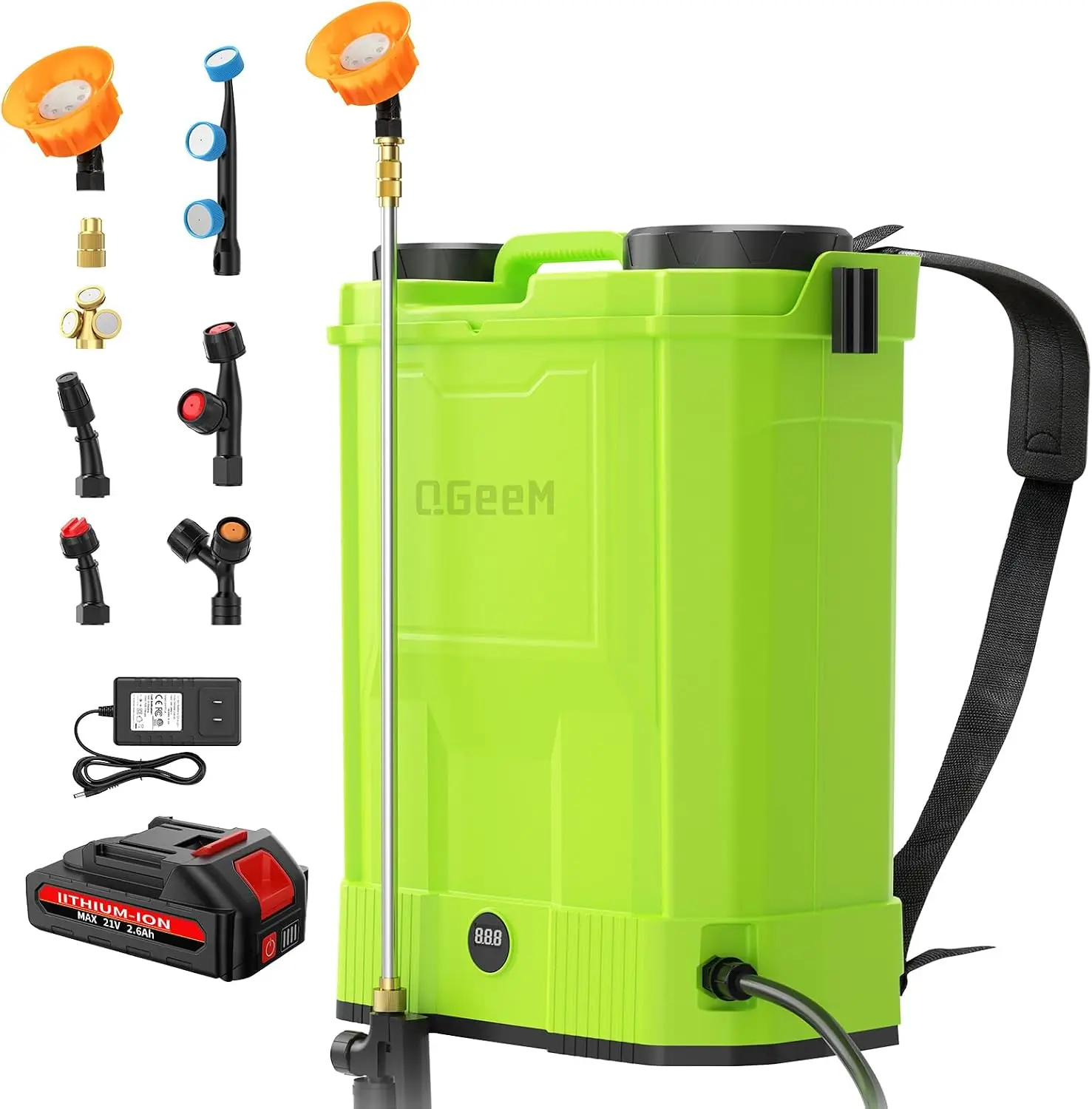 20L Battery Powered Backpack Sprayer 53 Gallon 21V 26Ah 100 PSI 8 Nozzles Telescopic Wand Electric Tool Yard Garden Lawn Farm We
