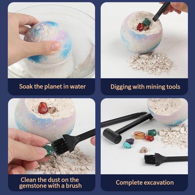 Unearth The Cosmos -Solar System Planet Excavation Kit - Interactive Gemstone Digging, Puzzle Adventure Toys