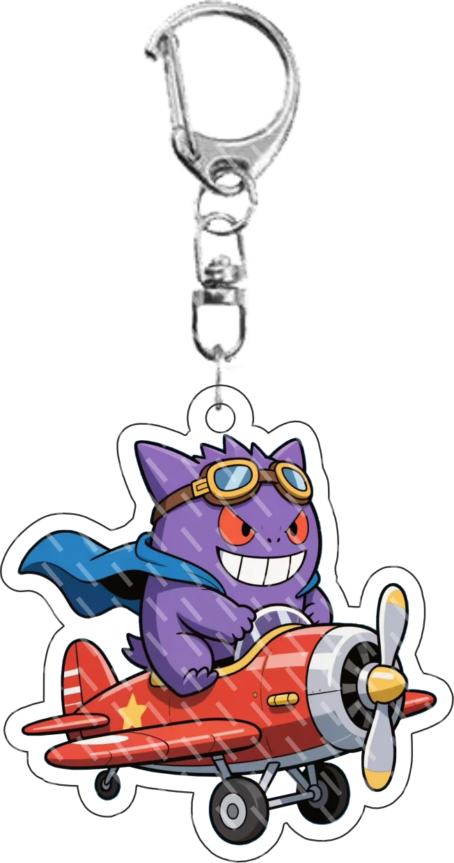 Anime dos desenhos animados gengar voando um avião para jogos de vídeo chamadas meowth snorlax acrílico chaveiro saco de carro pingente presentes 5cm