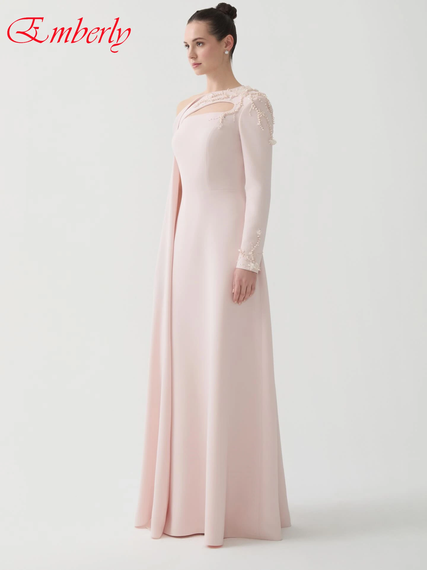 Vestido de noche Formal personalizado, corte en A, un hombro, manga larga, delicados vestidos de celebridades, vestido de fiesta de alta calidad a la moda