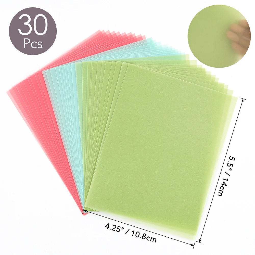 30pcs Colored Frosted Smooth Vellum Paper Sheets Heat Resistant Translucent Tracing Pape Pearled Gold/Silver See-Through Paper