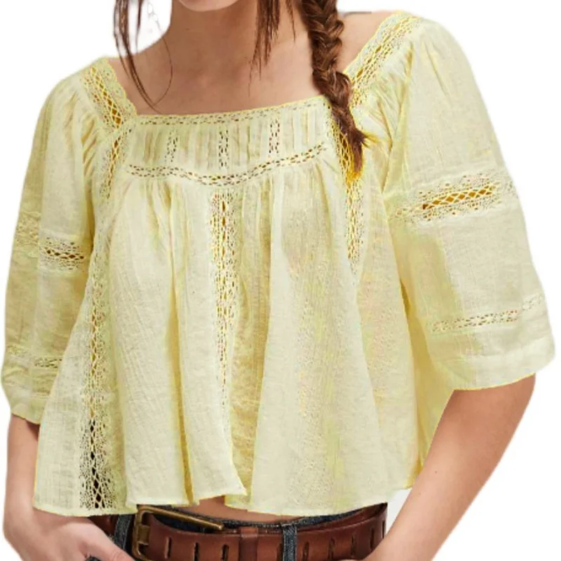 ผู้หญิงกลับ Bow Tie Peplum Tops SHEER Flowy แขนสั้นชาวนาเสื้อลูกไม้ตาไก่ Frilly Babydoll TOP เสื้อ