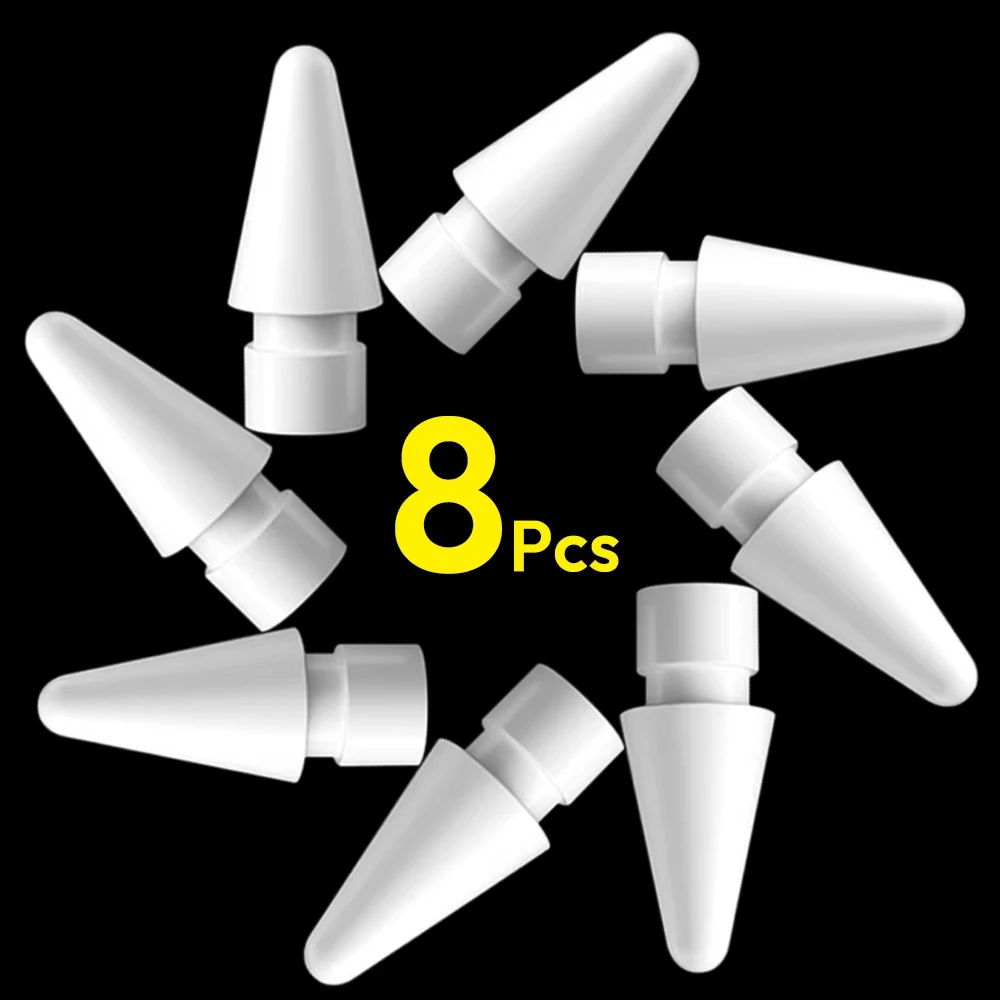 

1-8 шт. сменные наконечники для карандашей Apple Pencil 1-го и 2-го поколения, защитный колпачок, наконечники для стилуса для сенсорного экрана для IPencil 1 2