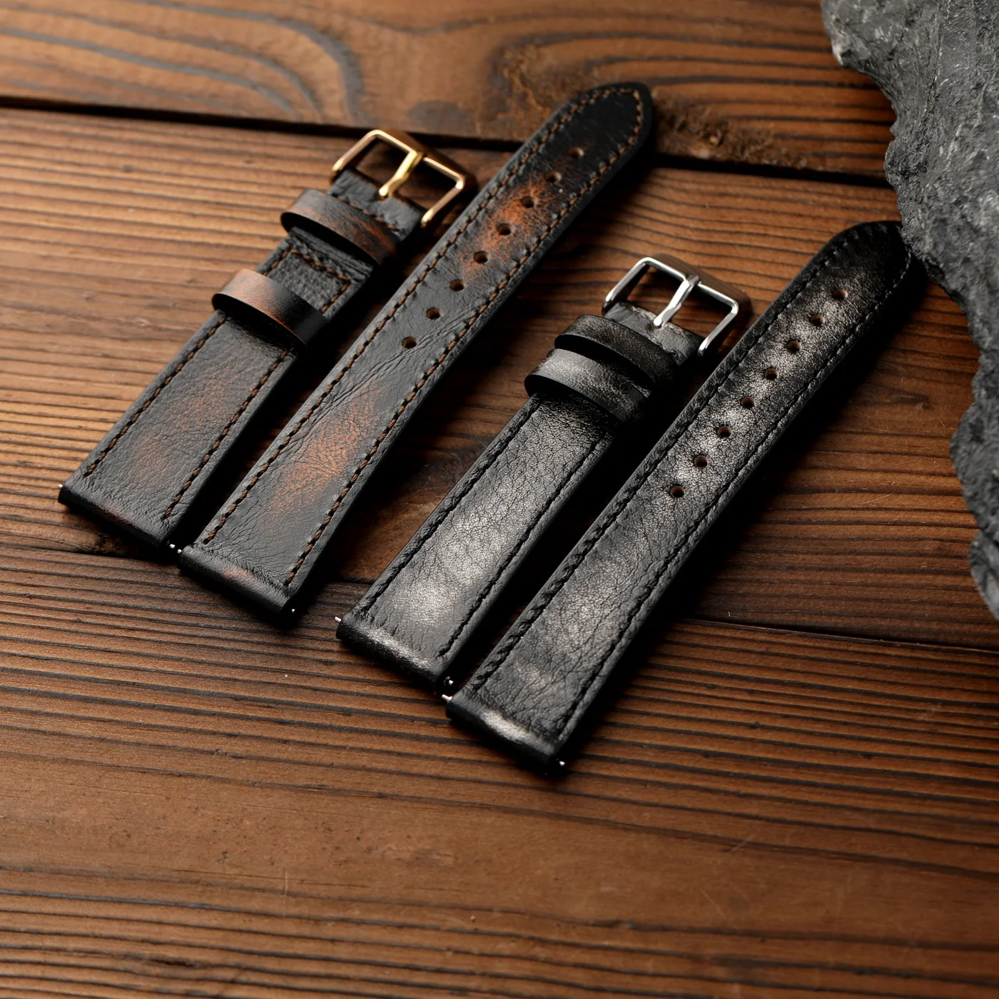 Handmade top layer cowhide strap 18 19 20 22MM brushed leather soft strap, quick release S/M retro style Watchband