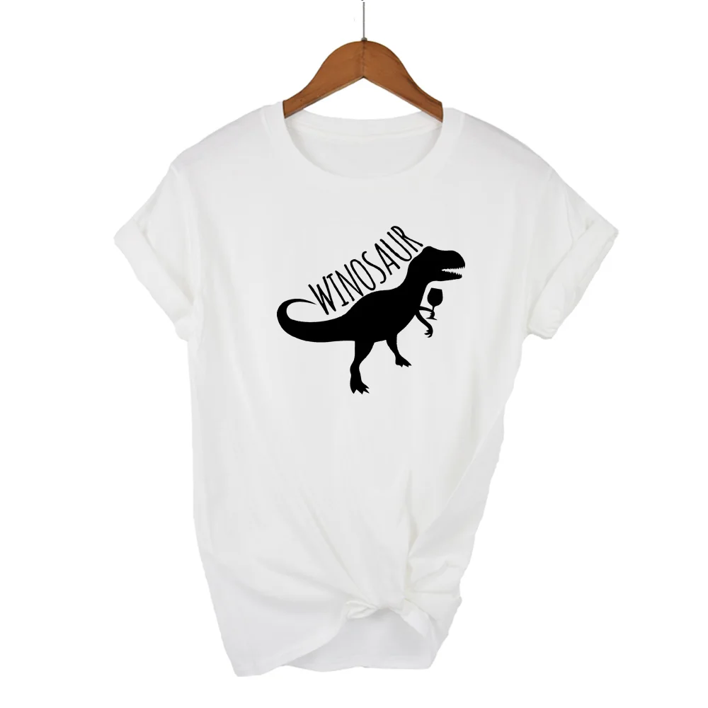 T-Shirts Women Short Sleeve WINO SAUR DINOSAUR Print O-Neck Female Tops Summer Fashion Casual T Shirt Ladies Tops Tees